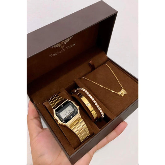 Luxo Dourado 4 em 1 - Conjunto Elegante